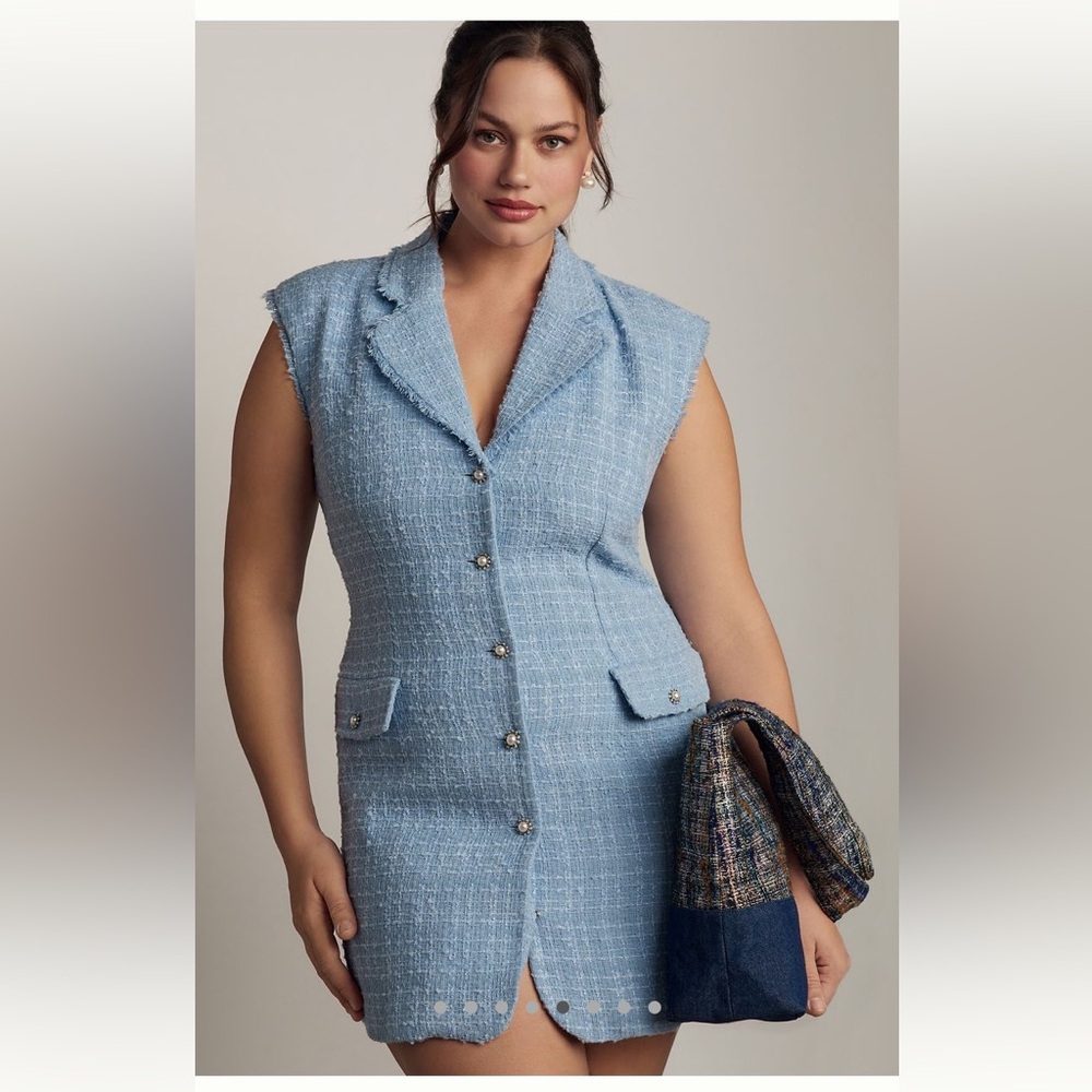 Anthropologie Maeve sleeveless tweed blazer mini dress